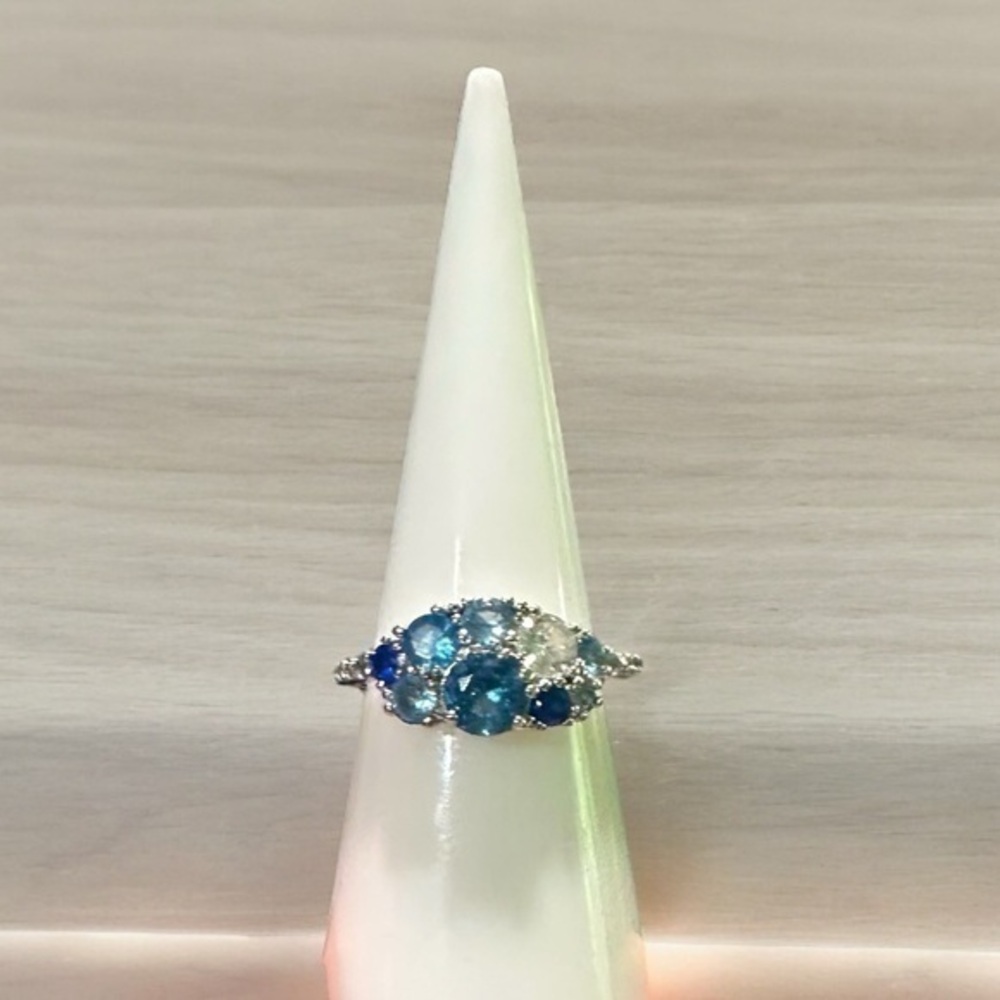Bomb Party BP. 925 Sterling Silver Ring - Size 5 - Multicolored Blue Stones